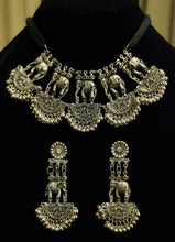 Load image into Gallery viewer, Antique oxidized necklace with earrings.