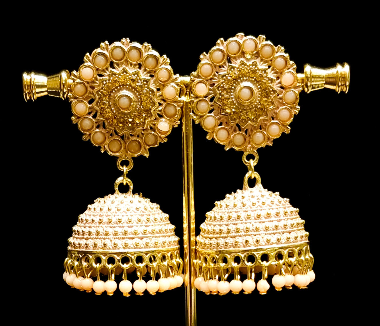 Golden brass multi color jhumkas Golden brass multi color jhumkas