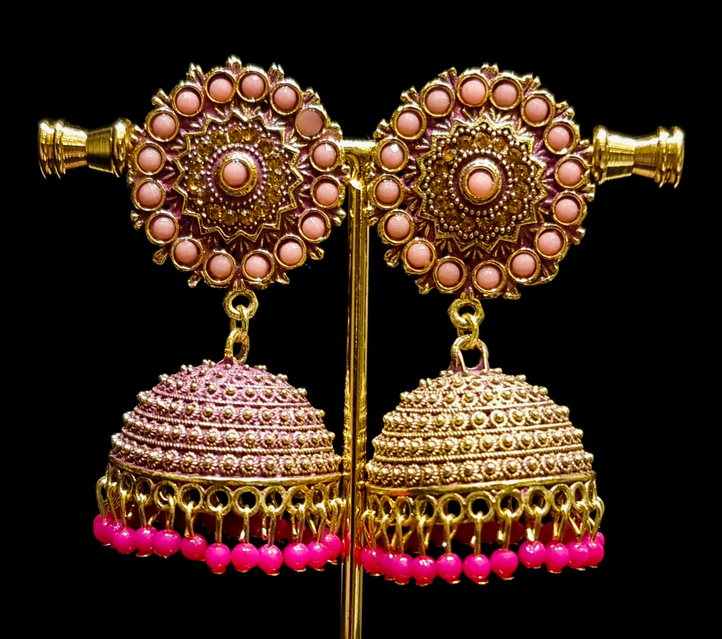 Golden brass multi color jhumkas Golden brass multi color jhumkas