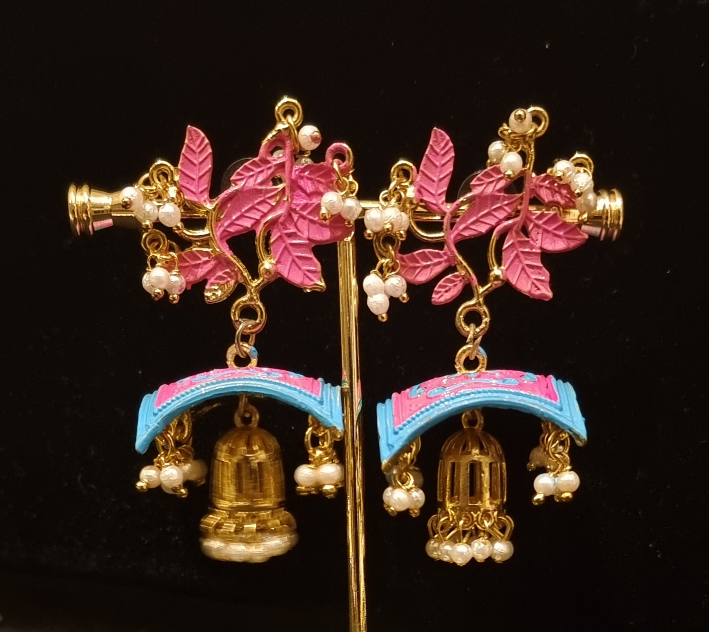STYLBL designer multi color gold plated drop earrings. STYLBL designer multi color gold plated drop earrings.