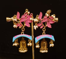 Load image into Gallery viewer, STYLBL designer multi color gold plated drop earrings.