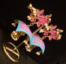 Load image into Gallery viewer, STYLBL designer multi color gold plated drop earrings.