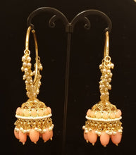 Load image into Gallery viewer, Antique gold tone Pearl Cluster Heavy Hoop Jhumkka