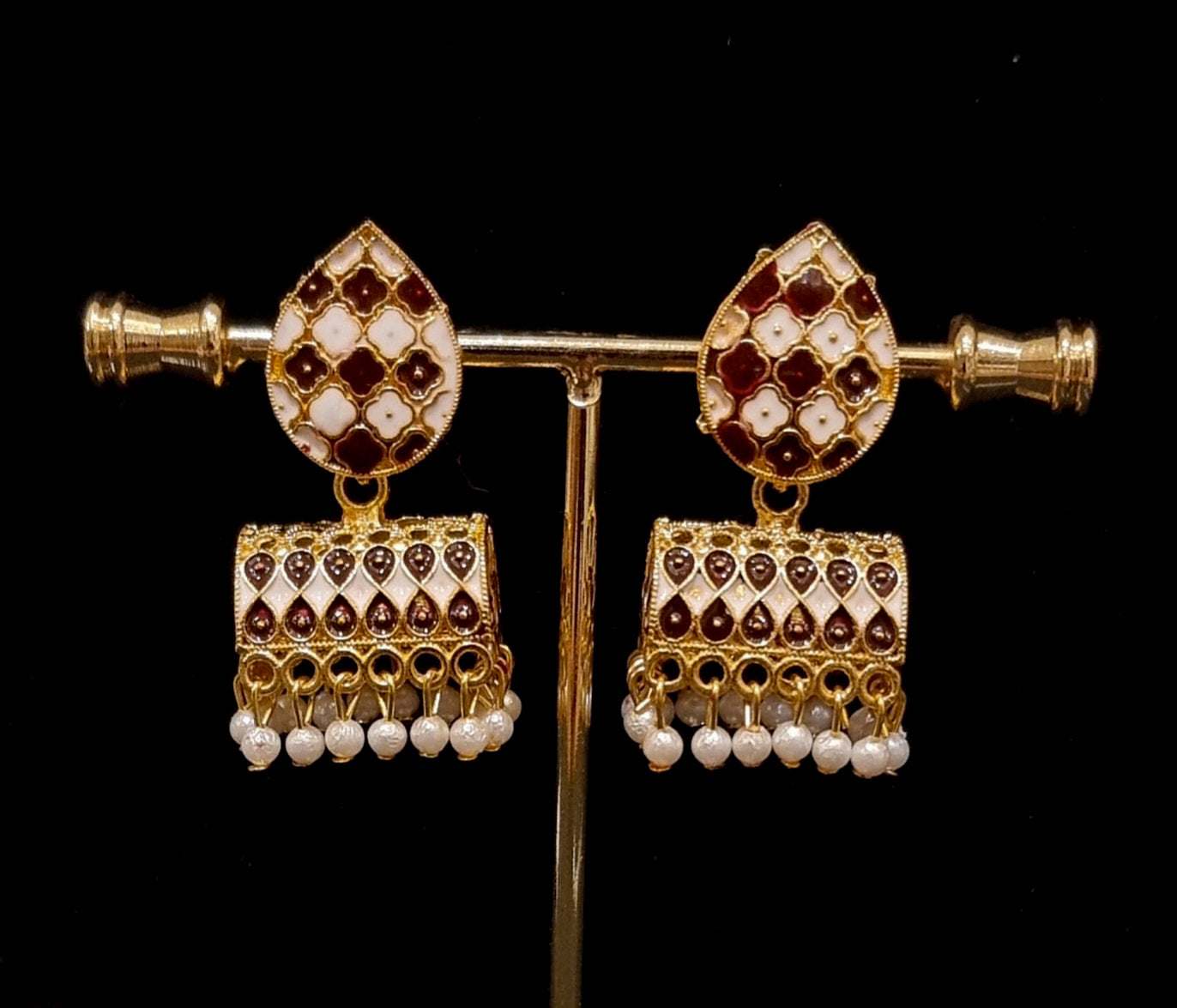 Traditional enamel paint jhumkis. Traditional enamel paint jhumkis.
