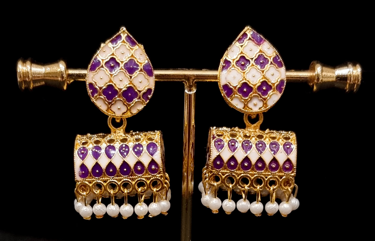Traditional enamel paint jhumkis. Traditional enamel paint jhumkis.