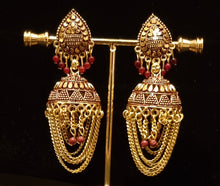 Load image into Gallery viewer, Copper gold matte finish antique earrings.
