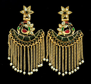 Peacock chandbali earrings.