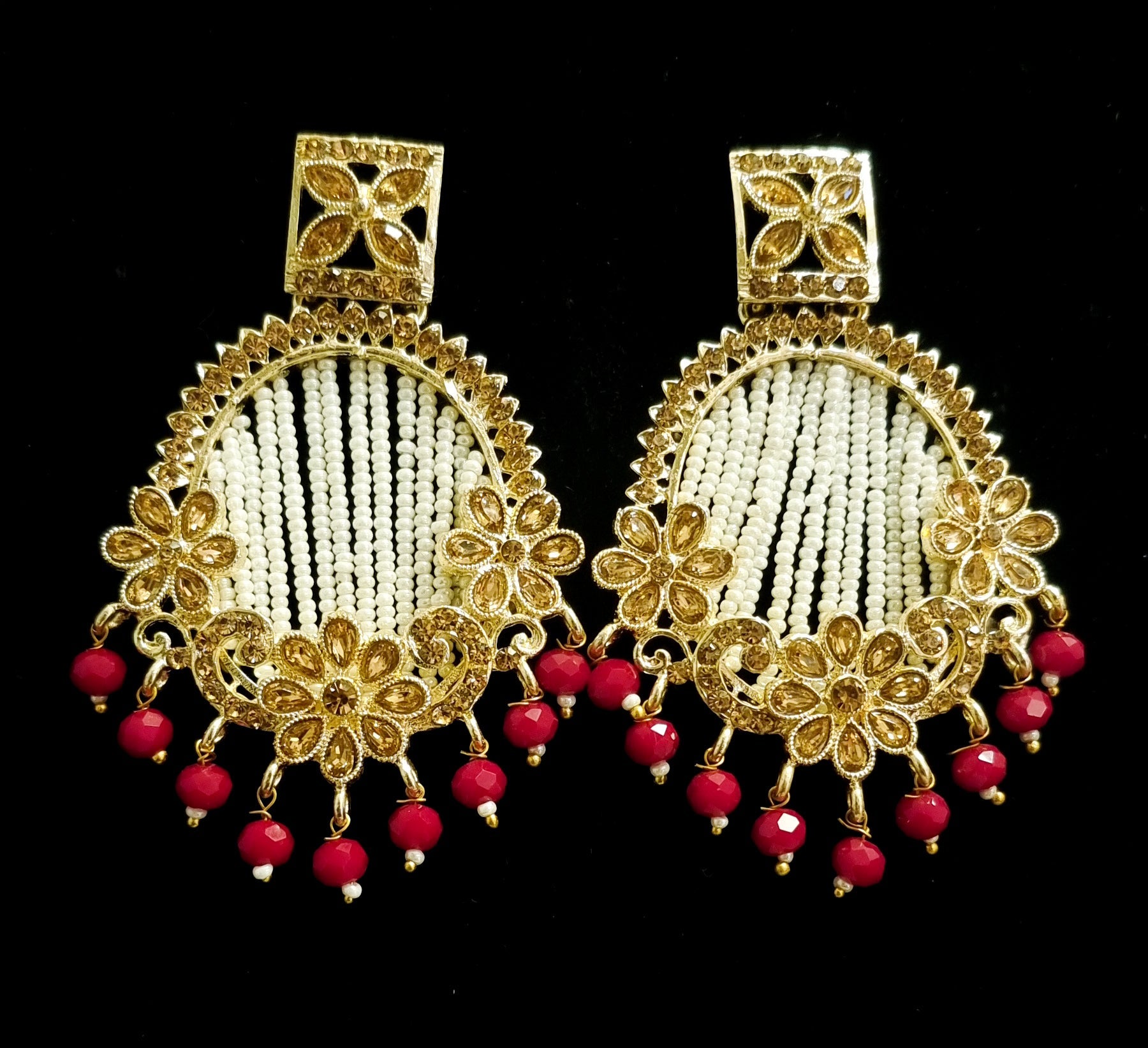 Flat Diamond and Pearls Chandbalis Flat Diamond and Pearls Chandbalis