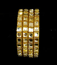 Load image into Gallery viewer, ( 4 pcs ) Mirror kundan metal bangles.