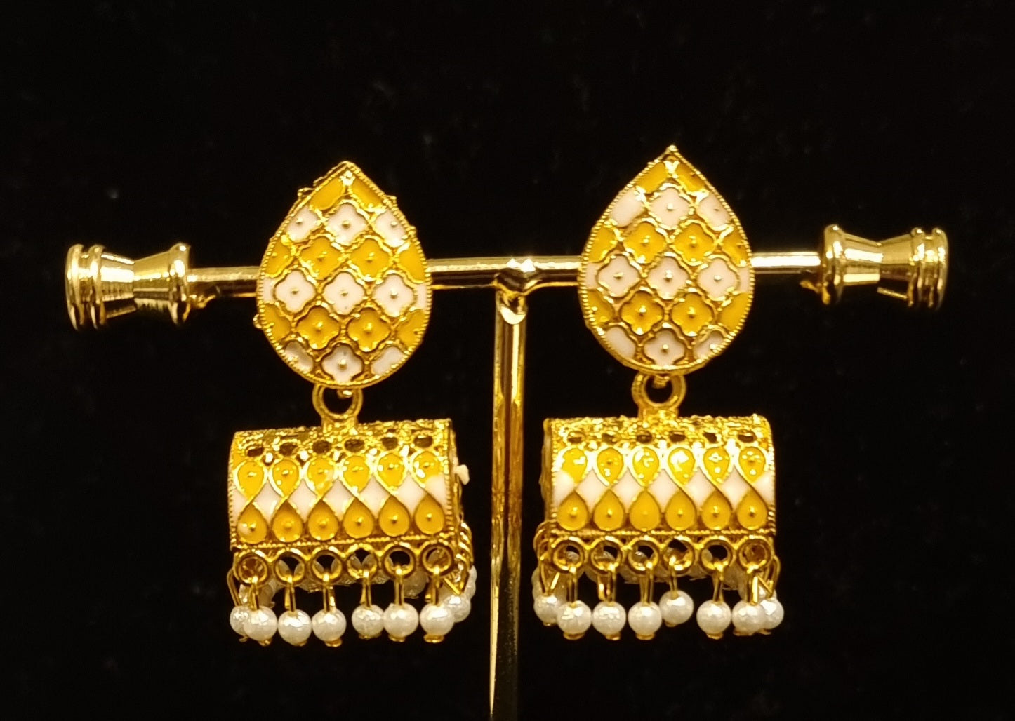 Traditional enamel paint jhumkis. Traditional enamel paint jhumkis.