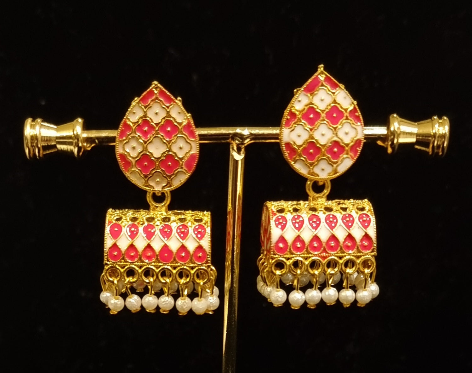 Traditional enamel paint jhumkis. Traditional enamel paint jhumkis.