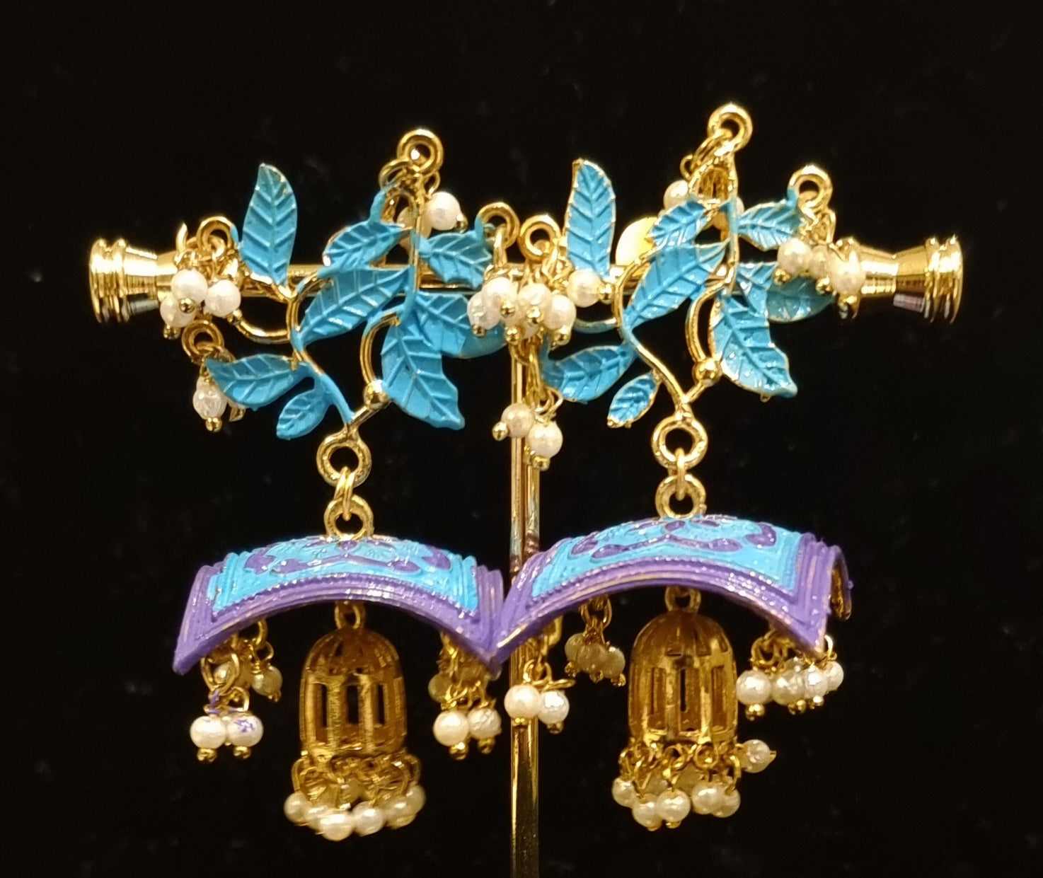 STYLBL designer multi color gold plated drop earrings. STYLBL designer multi color gold plated drop earrings.