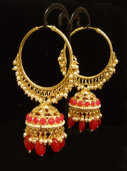 Antique gold tone Pearl Cluster Heavy Hoop Jhumkka