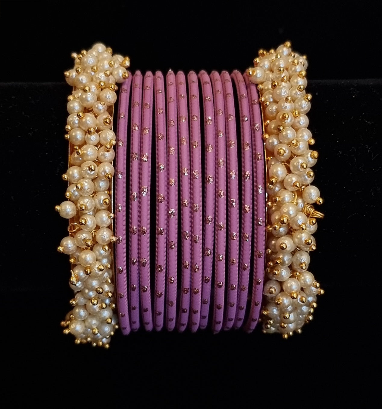 Pearl kadas with metal bangles set. Pearl kadas with metal bangles set.