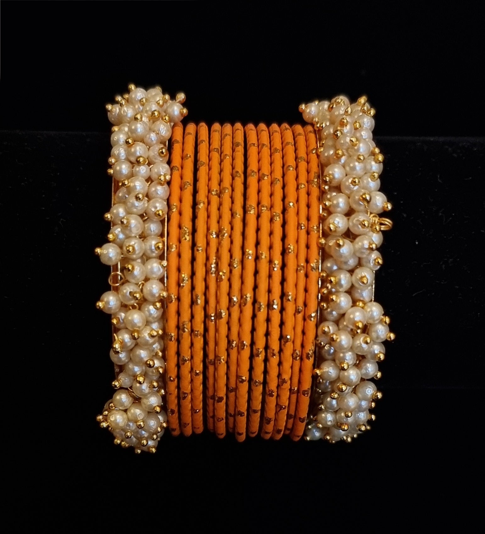 Pearl kadas with metal bangles set. Pearl kadas with metal bangles set.