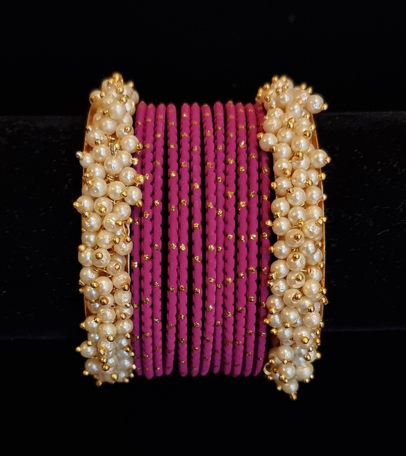 Pearl kadas with metal bangles set. Pearl kadas with metal bangles set.