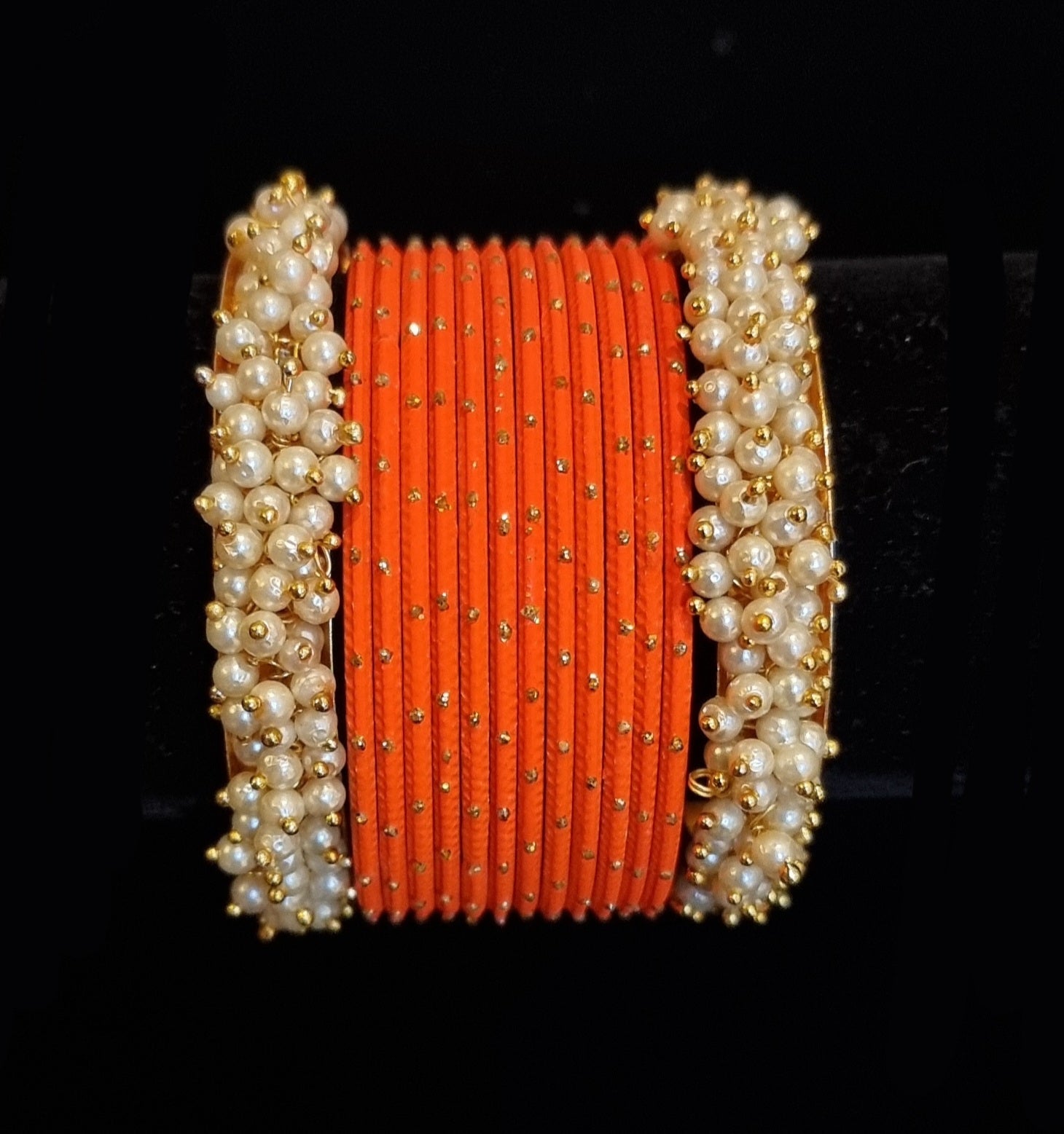 Pearl kadas with metal bangles set. Pearl kadas with metal bangles set.