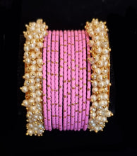 Load image into Gallery viewer, Pearl kadas with metal bangles set.