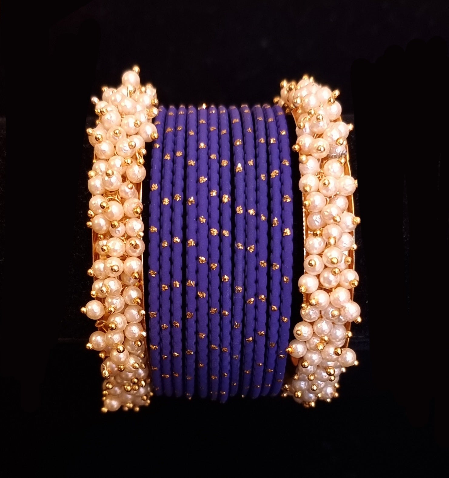 Pearl kadas with metal bangles set. Pearl kadas with metal bangles set.