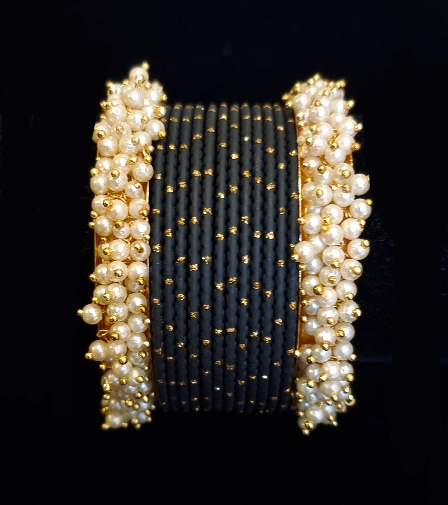 Pearl kadas with metal bangles set. Pearl kadas with metal bangles set.