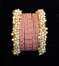 Load image into Gallery viewer, Pearl kadas with metal bangles set.