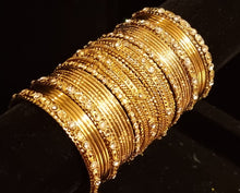 Load image into Gallery viewer, Gold Diamante Stone Bangle Set (2.6)