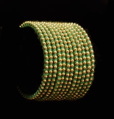 ( 2.8 ) Designer golden beads thread metal bangles.