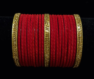 ( 2.6) (2.8) Indian champagne stones kadas and red velvet bangles
