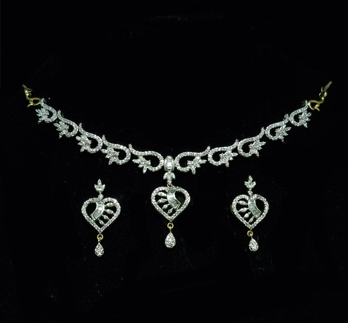 18K gold plated Marquise Cubic Zirconia Necklace Earrings Set.
