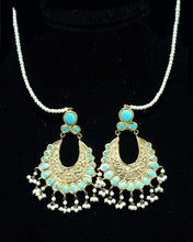 Load image into Gallery viewer, Jadau Kundan Turquoise Earrings.