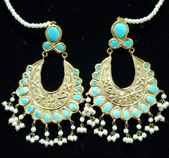 Jadau Kundan Turquoise Earrings.