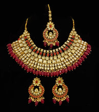 Load image into Gallery viewer, Semi-Bridal Gold Plated Kundan Choker With Earrings And Tikka