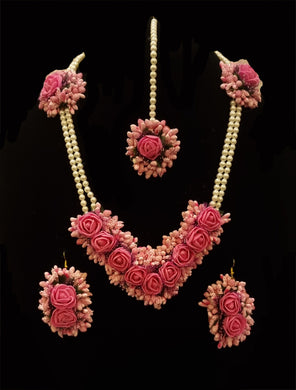 Pearl Pink Floral Henna Jewellery Set.