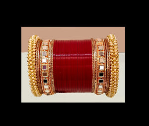 Traditional Red Bridal Chura For Both Hands By STYLBL [ size 2.8 ]