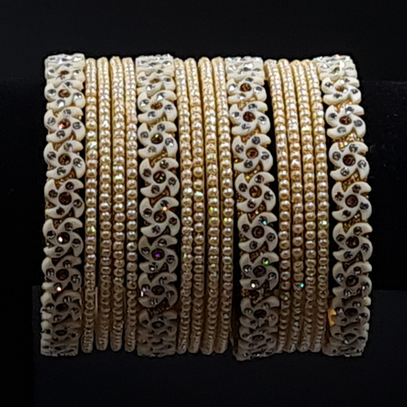 Indian style faux pearl bangles with  traditional designer kangan