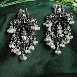 Indian Oxidized Ganesha Trishul Ethnic Bollywood  Earring