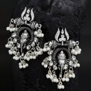 Indian Oxidized Ganesha Trishul Ethnic Bollywood  Earring