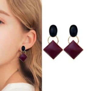 Red wine & black drop earrings