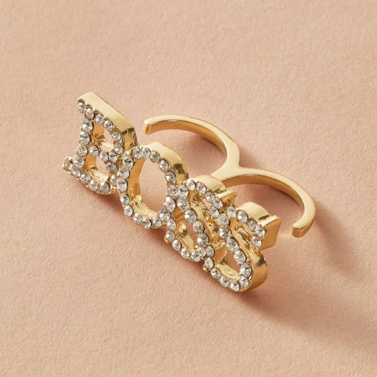 Rhinestone decor letter finger ring Rhinestone decor letter finger ring