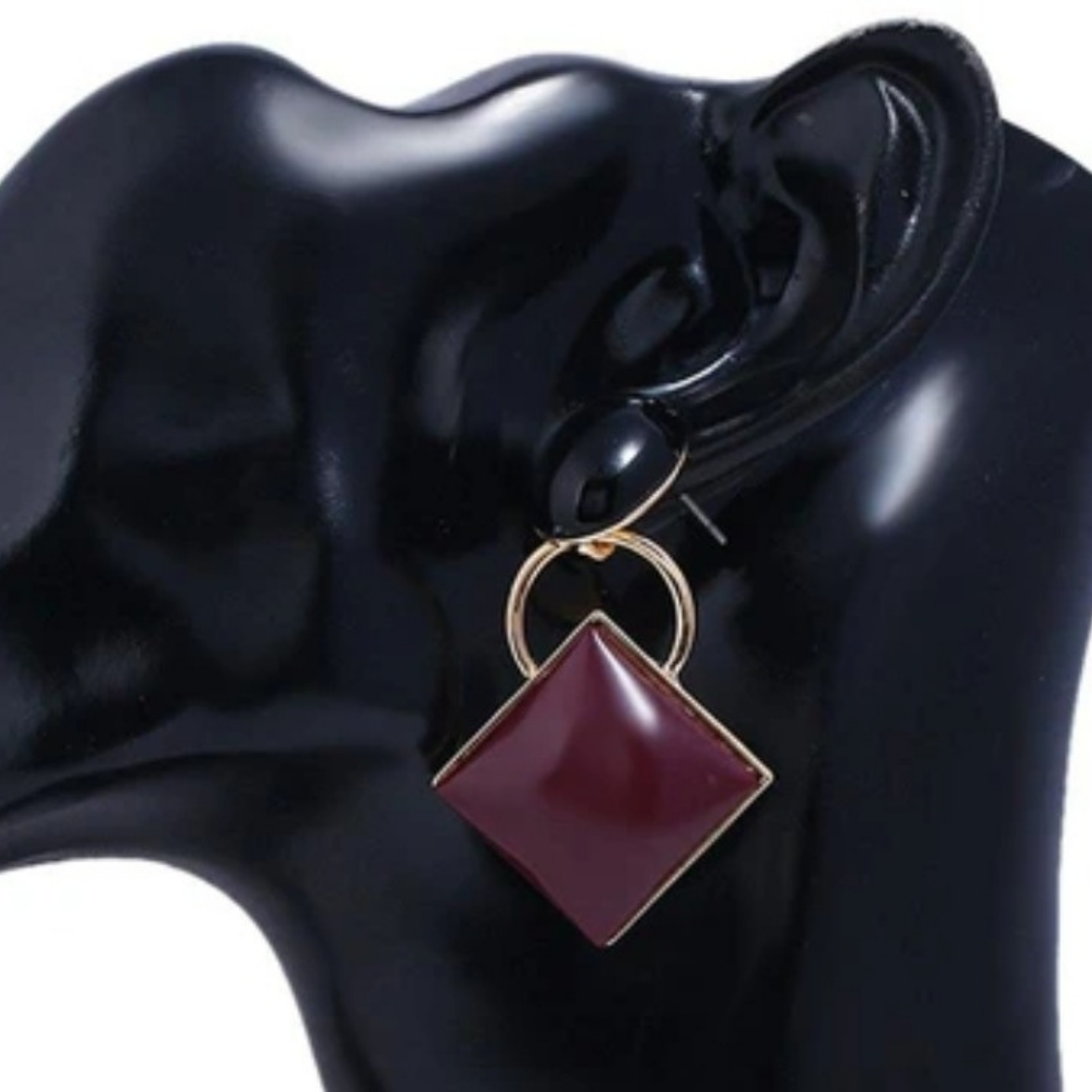 Red wine & black drop earrings