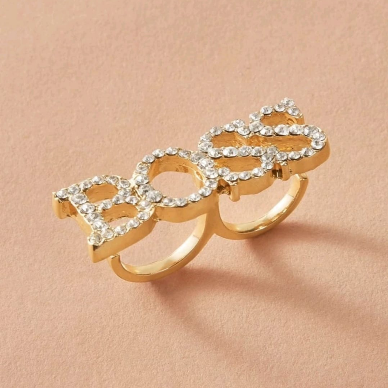 Rhinestone decor letter finger ring Rhinestone decor letter finger ring