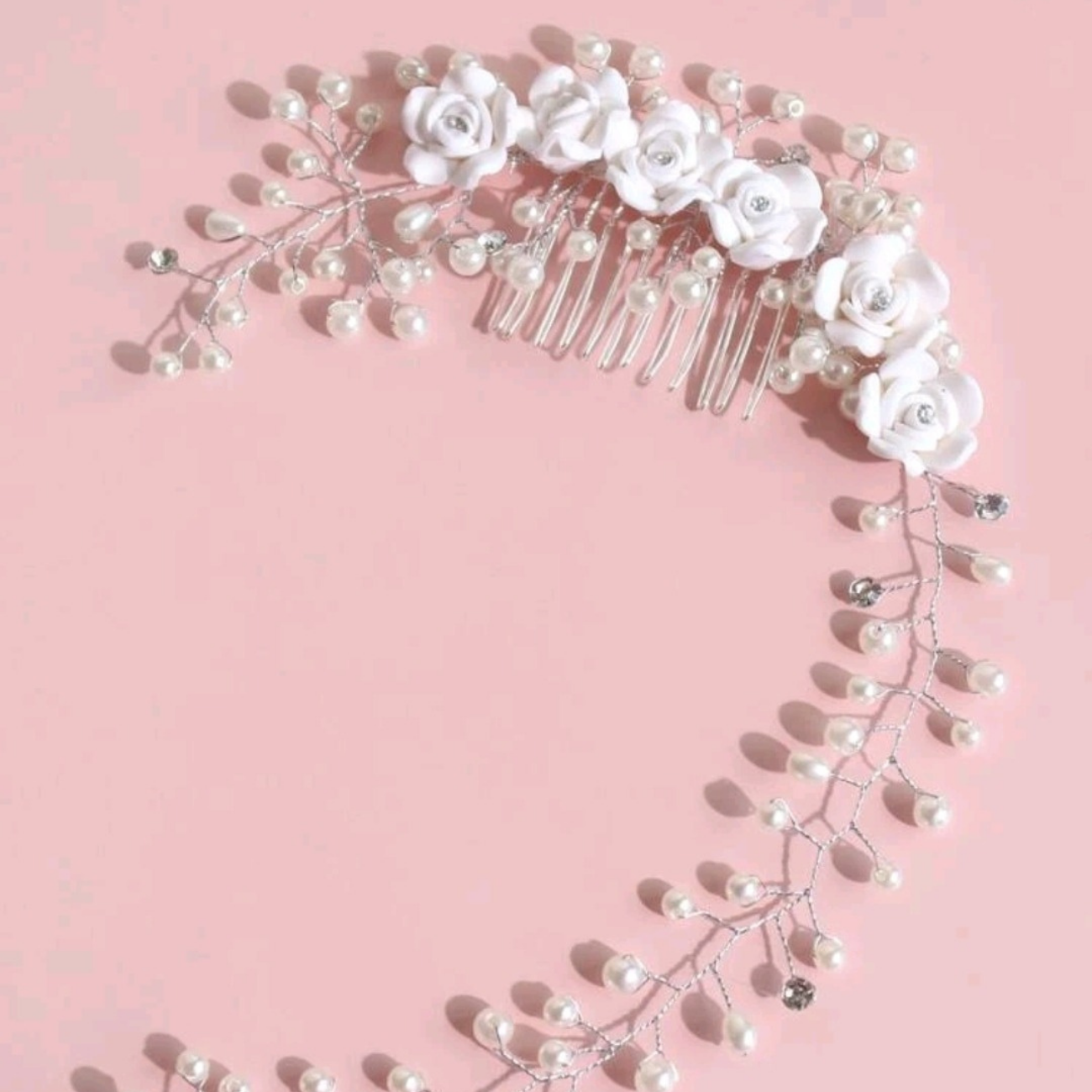 Faux pearl flower decor hair comb Faux pearl flower decor hair comb