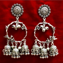 Load image into Gallery viewer, German Silver Oxidized jhumki style earrings