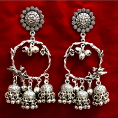 German Silver Oxidized jhumki style earrings
