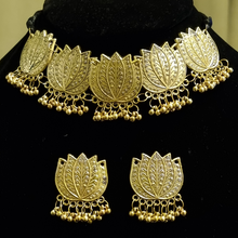 Load image into Gallery viewer, Oxidized Silver and Lotus Choker Necklace