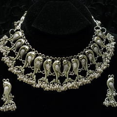 Ronak german silver peacock Choker Necklace set