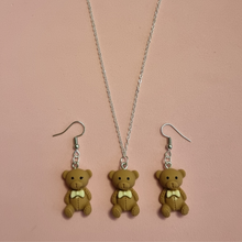 Load image into Gallery viewer, Bear pendant with earrings.