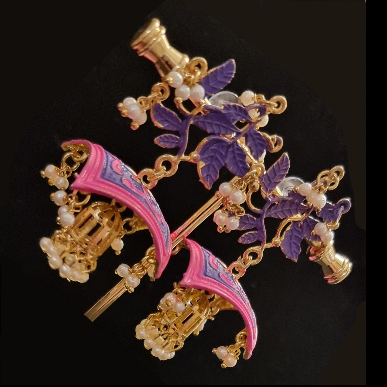 STYLBL designer multi color gold plated drop earrings. STYLBL designer multi color gold plated drop earrings.