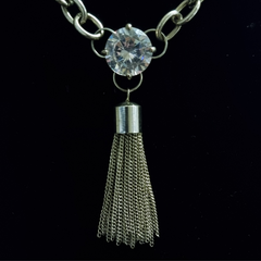 Western Silver Chains Metal Long Fringes Tassel Charm Necklace