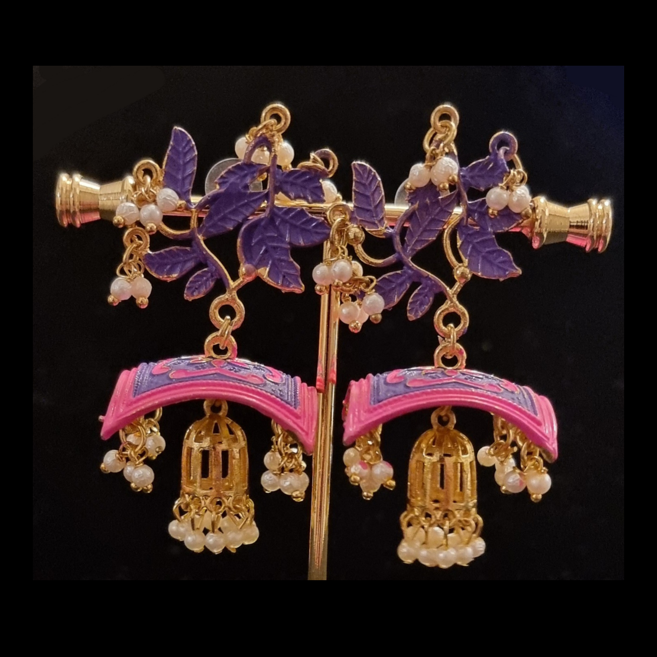 STYLBL designer multi color gold plated drop earrings. STYLBL designer multi color gold plated drop earrings.